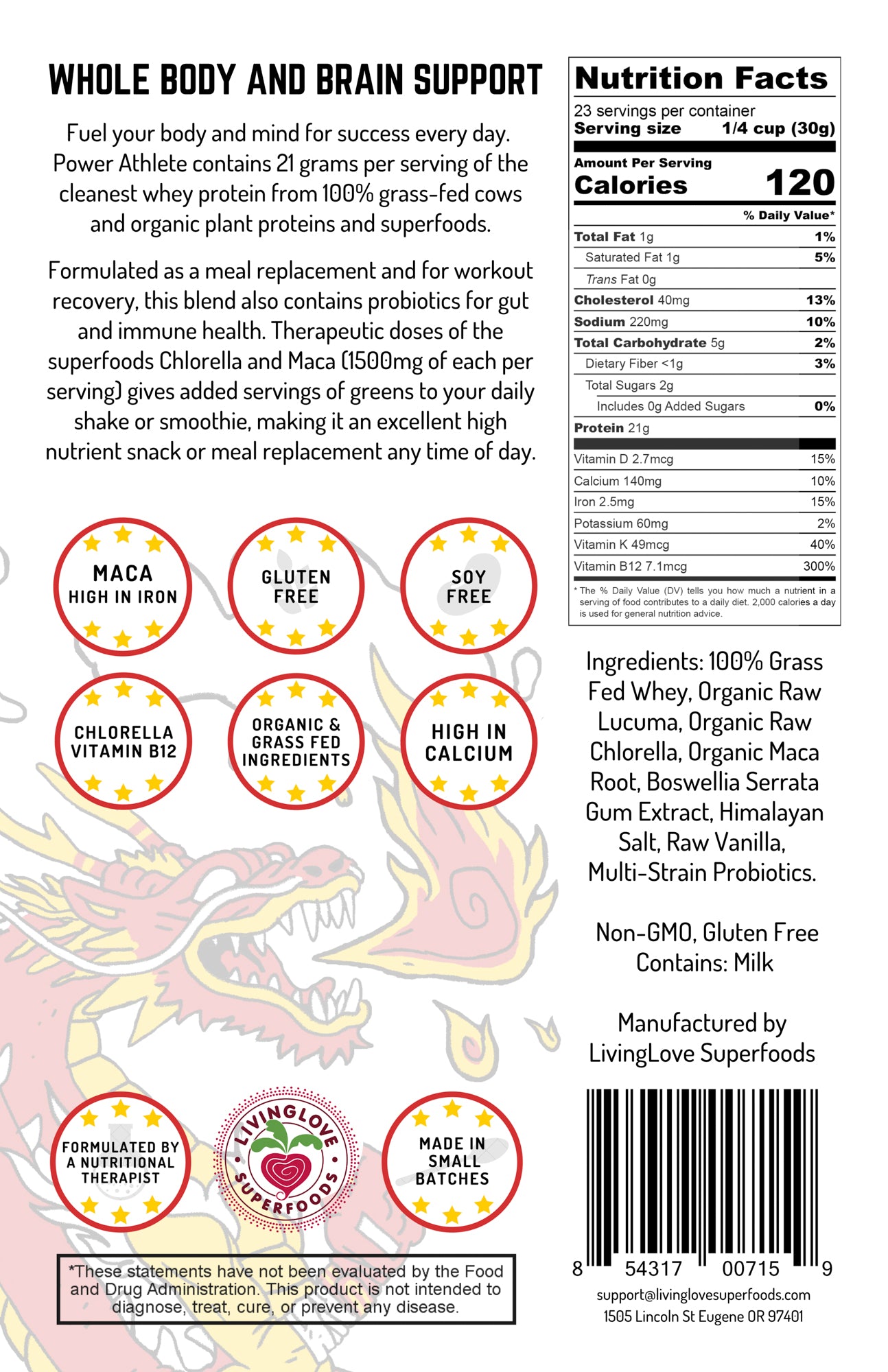 Power Athlete - Superfood Whey Protein Powder